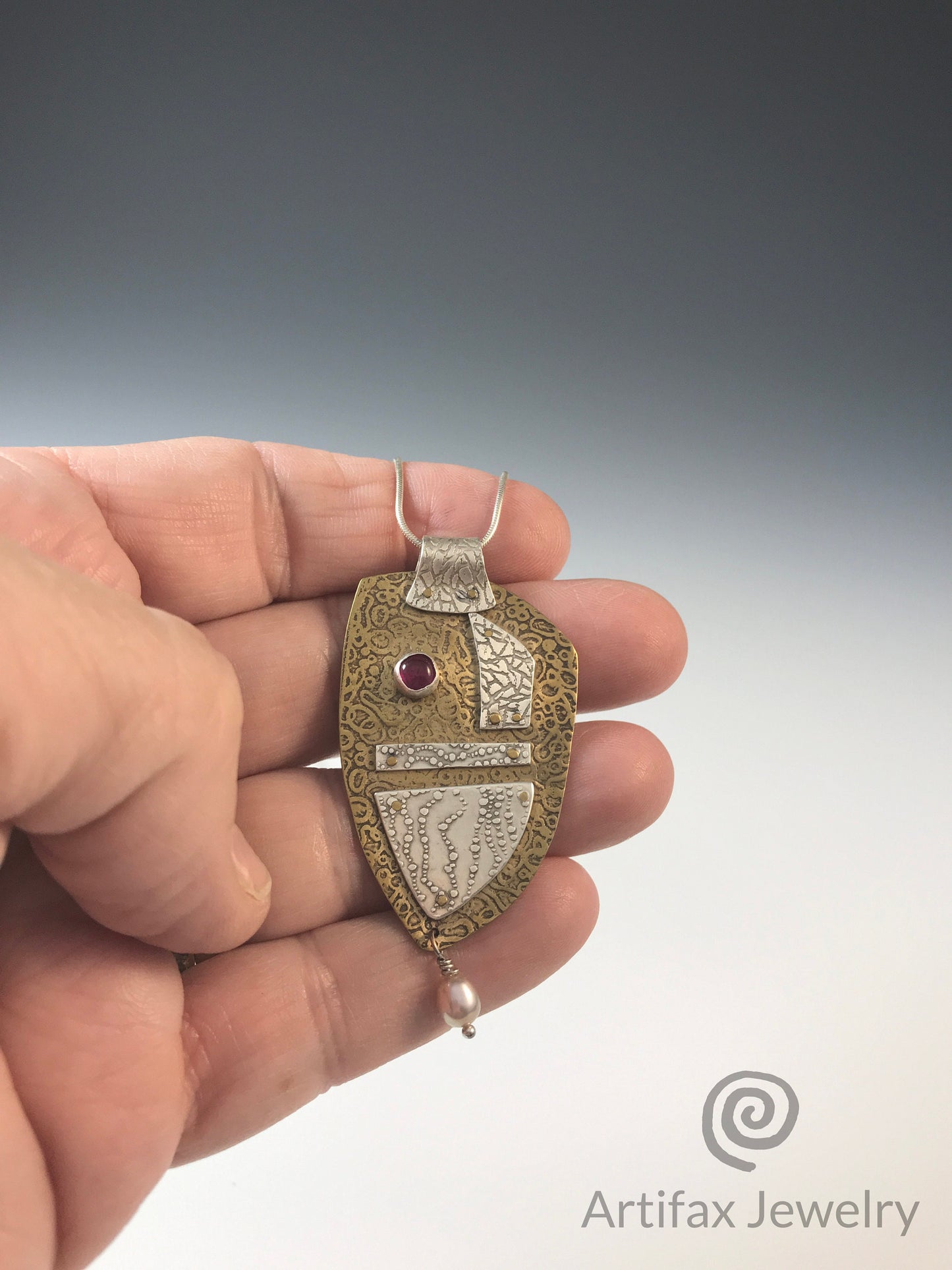 Riveted Brass and Silver Necklace