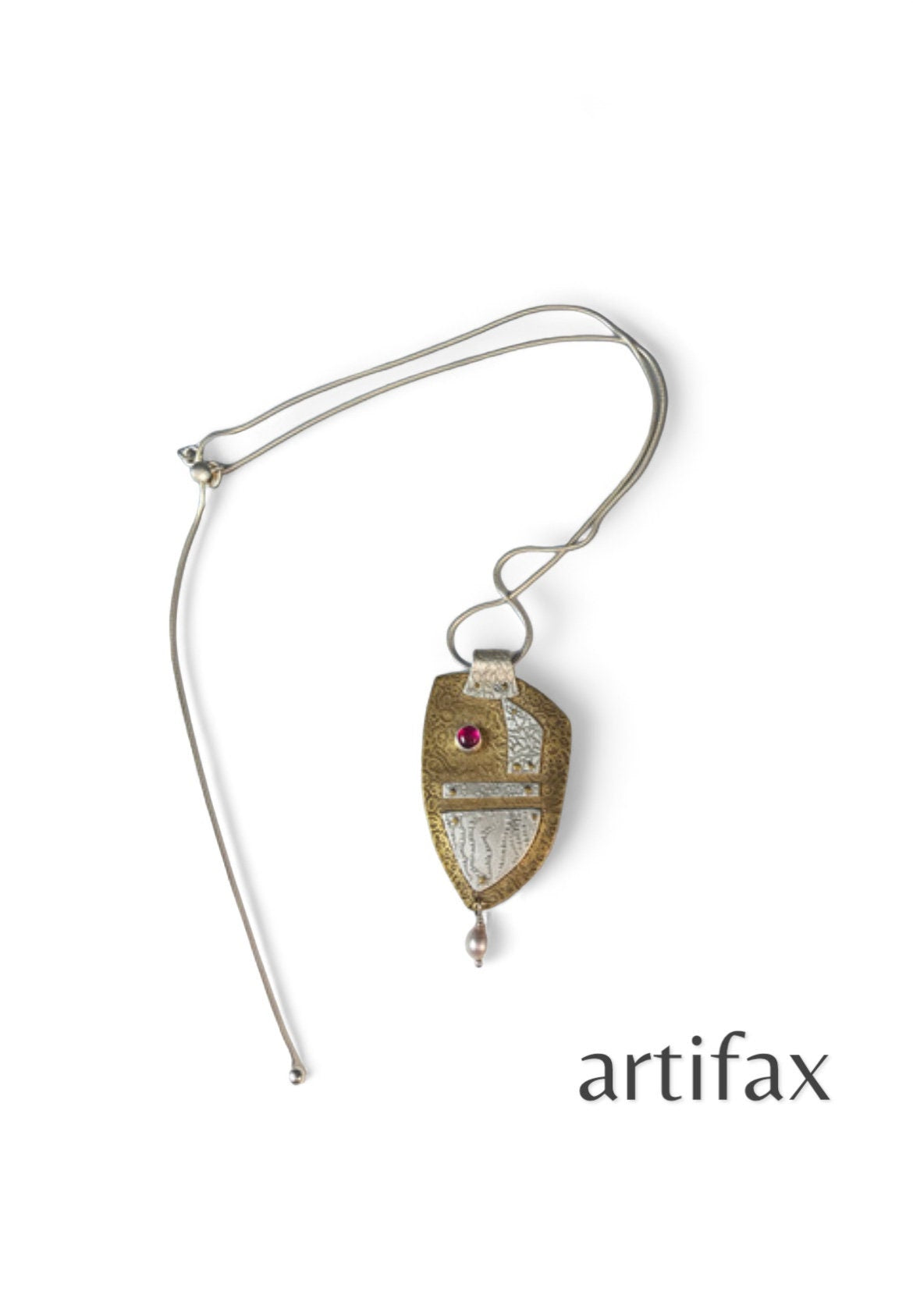 Riveted Brass and Silver Necklace