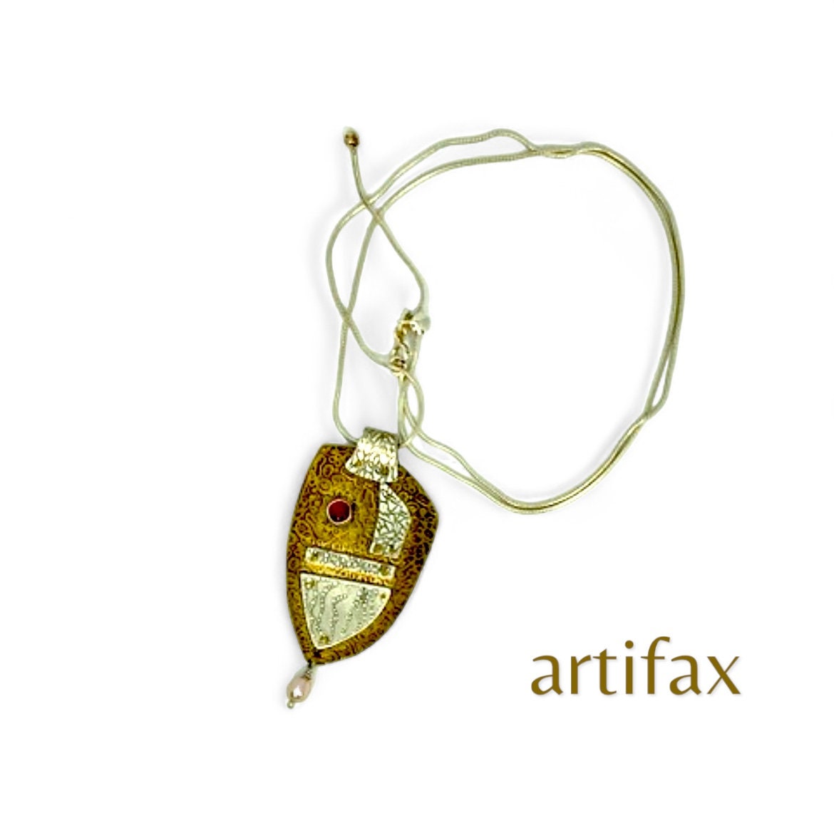 Riveted Brass and Silver Necklace