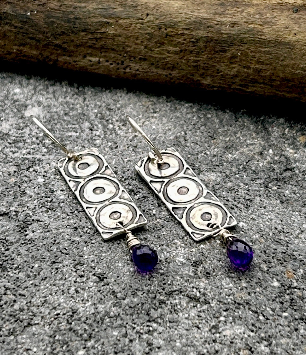 Iolite Silver popular Round Cog Earrings