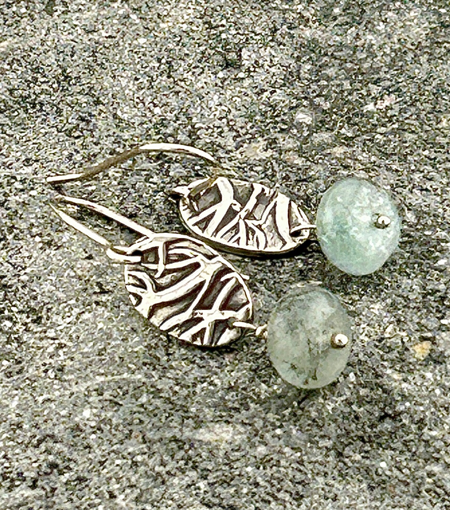 Branches Earrings with Aquamarine Beads