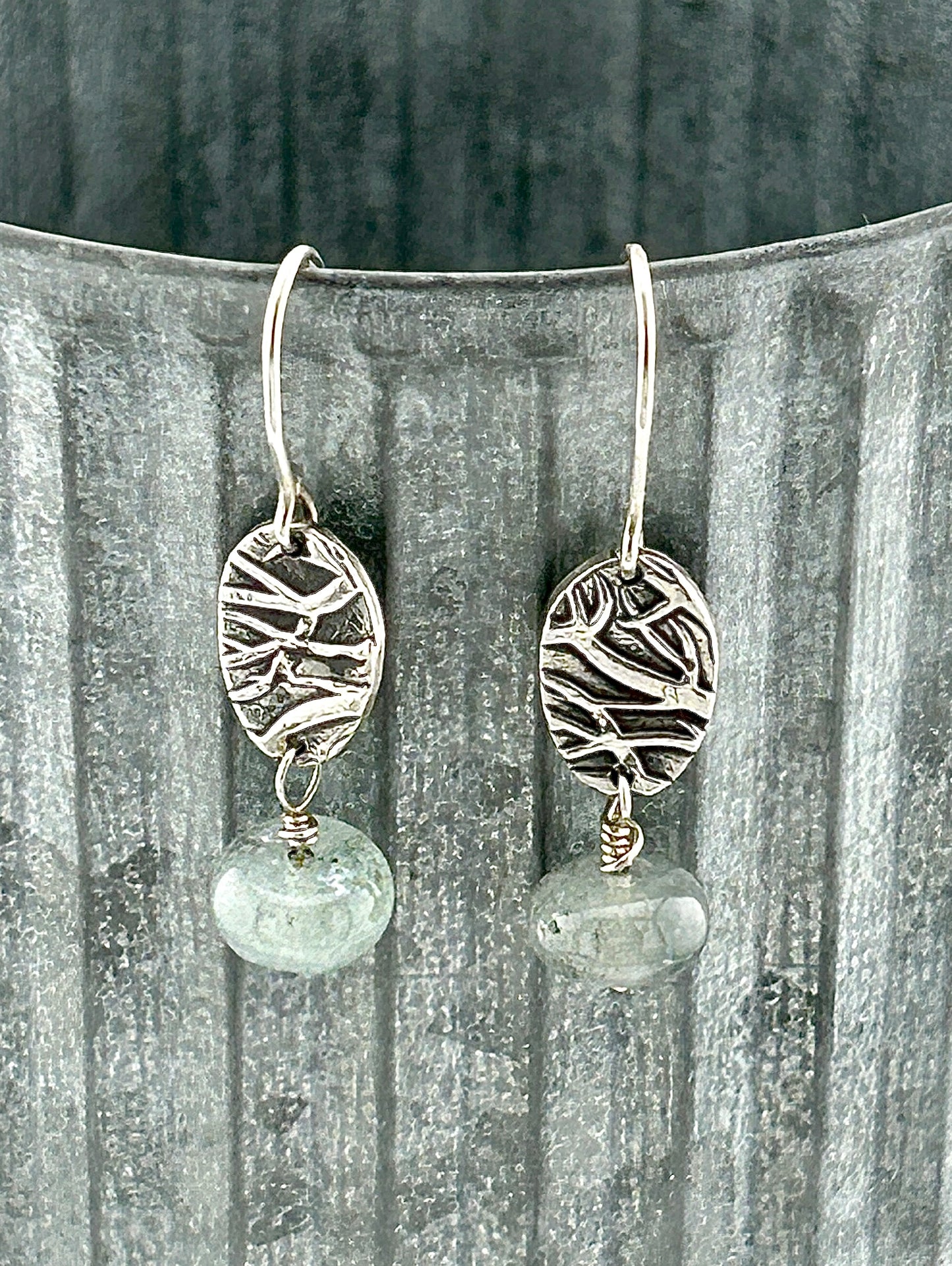 Branches Earrings with Aquamarine Beads