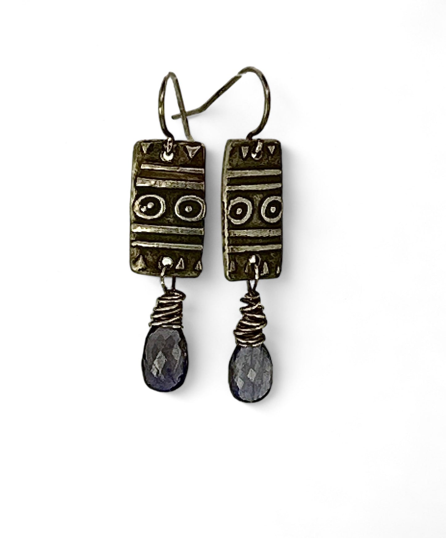 Double Circles Iolite Earrings