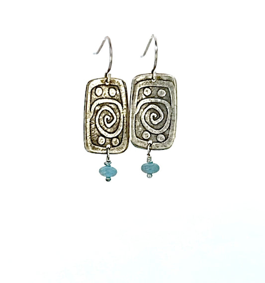 Aquamarine Spiral Dangle Earrings