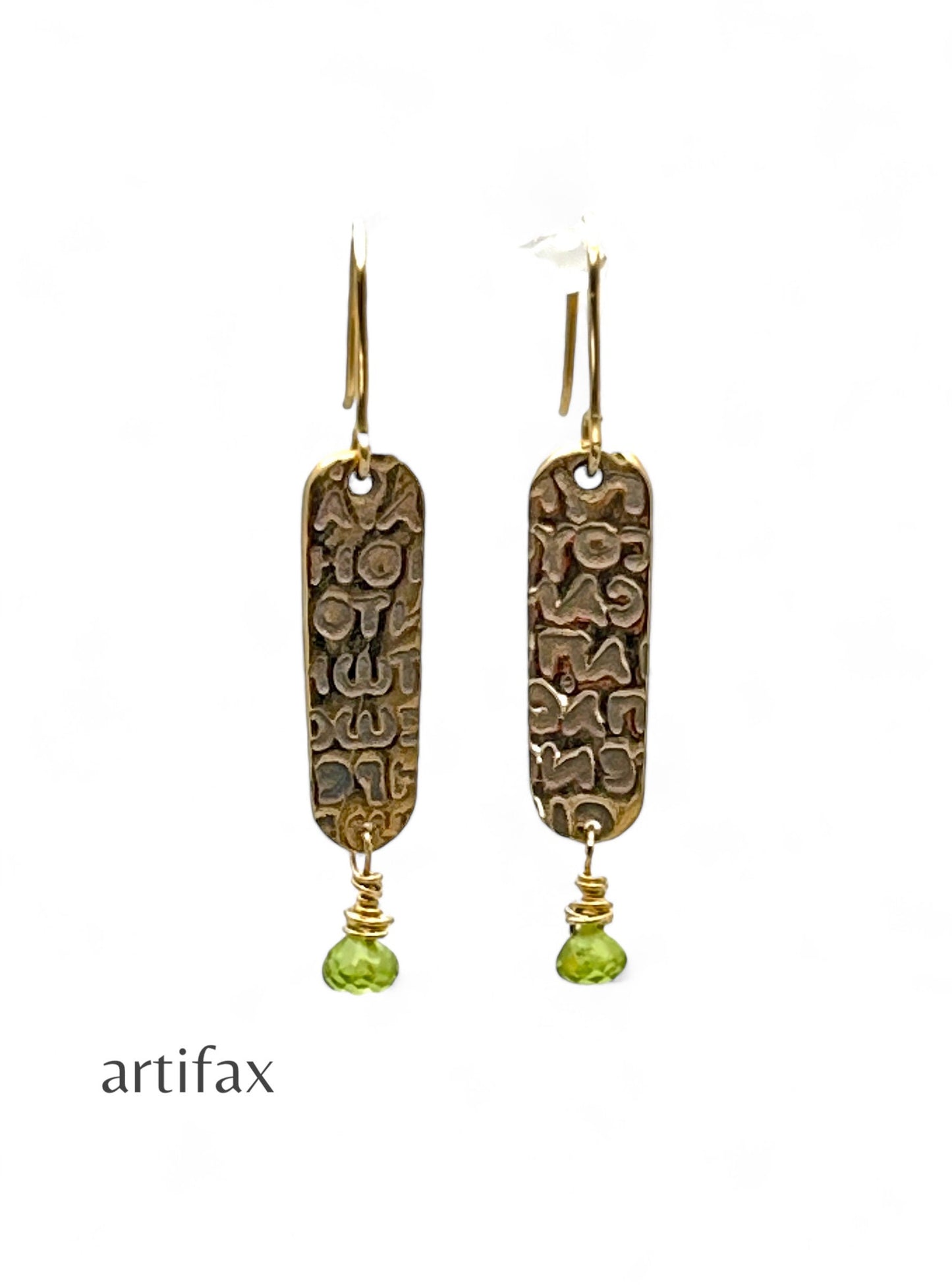 Bronze Ancient Letter Drop Earrings