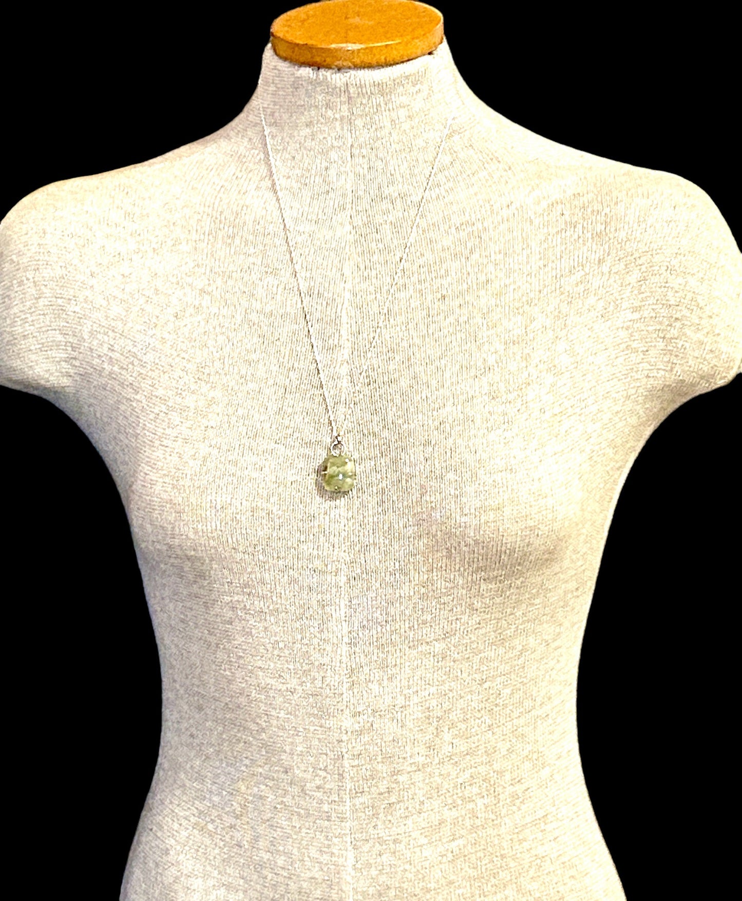 Silver Prong-Set Prehnite Necklace