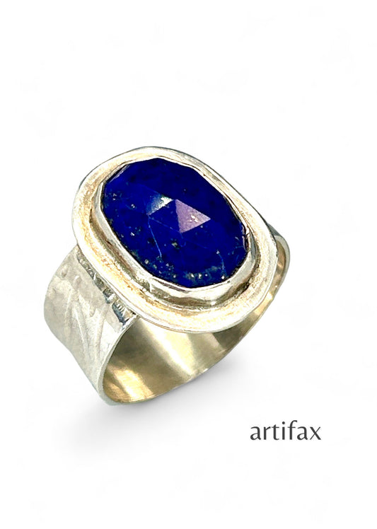 Faceted Lapis Statement Ring