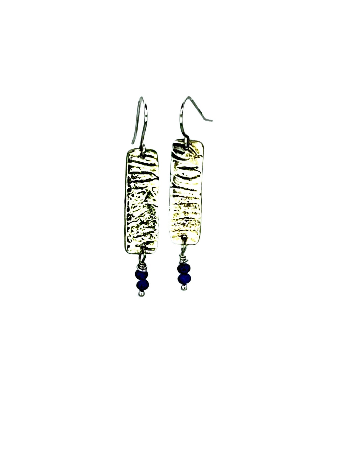 Textured Rectangle Sapphire Earrings