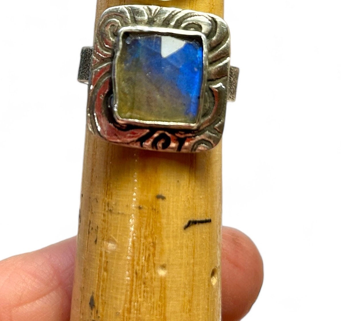 Square Blue Labradorite Ring