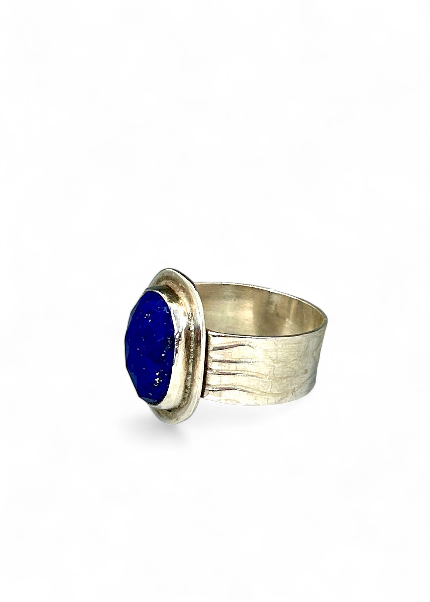 Faceted Lapis Statement Ring