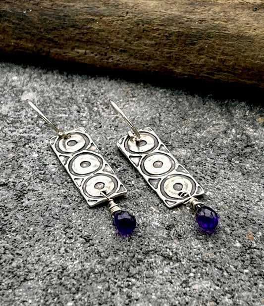 3 Circle Iolite Earrings