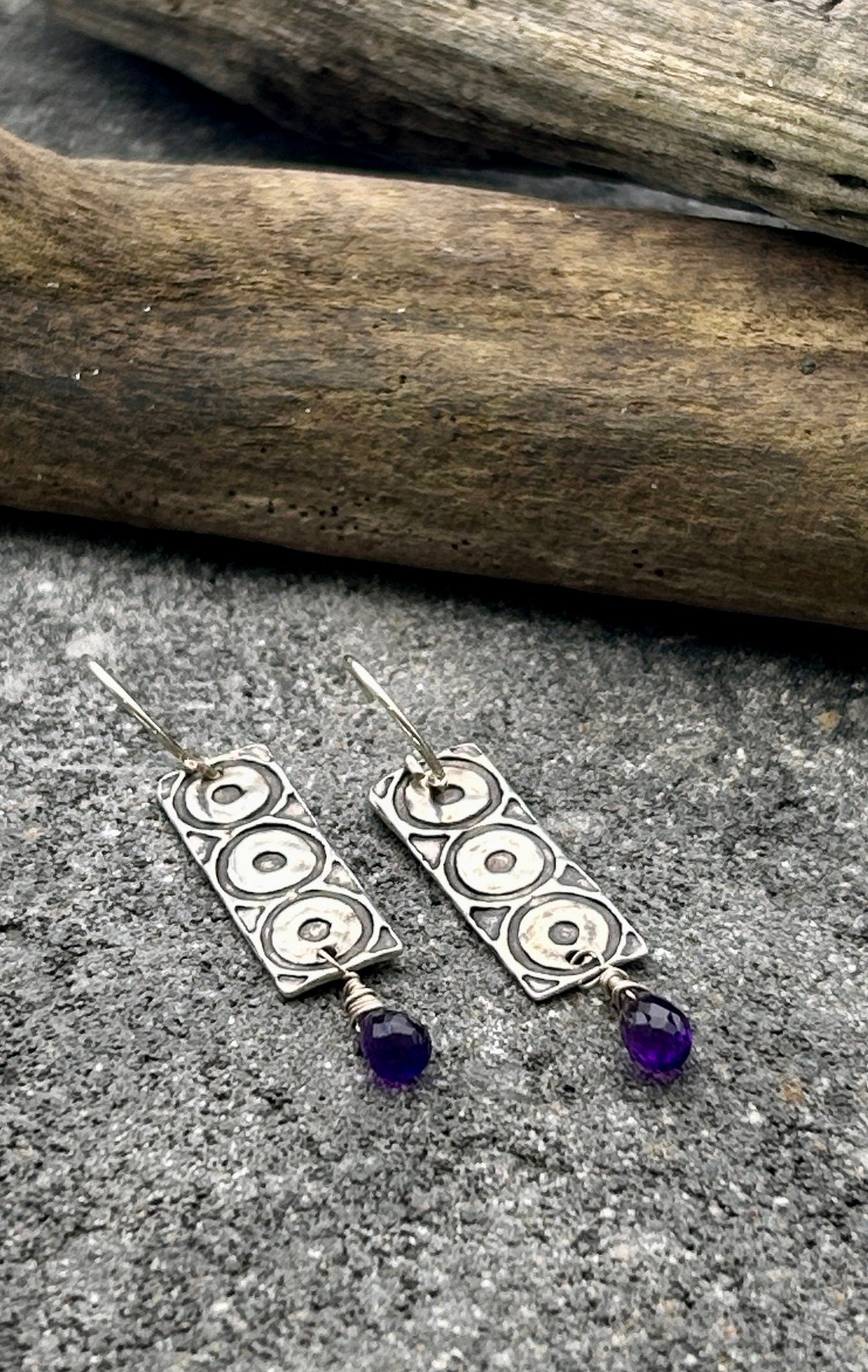 3 Circle Iolite Earrings