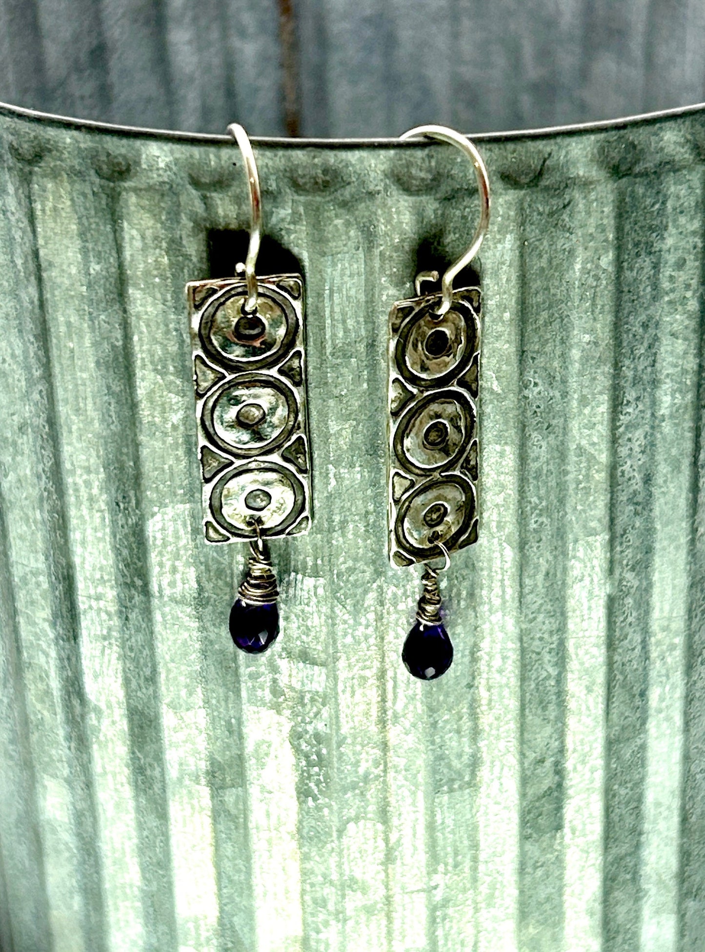 3 Circle Iolite Earrings