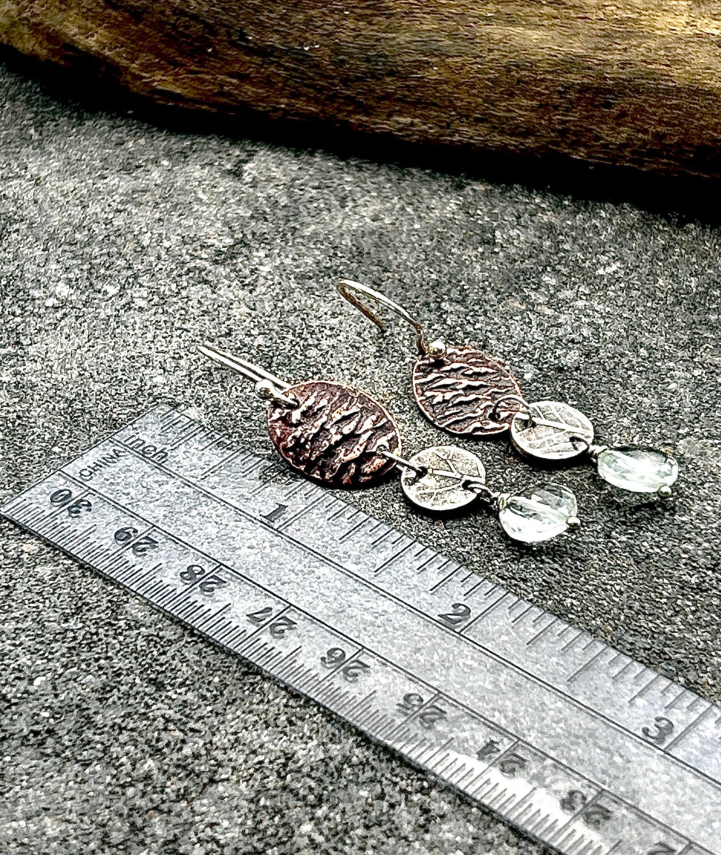 Pinecone Leaf Green Amethyst Earrings