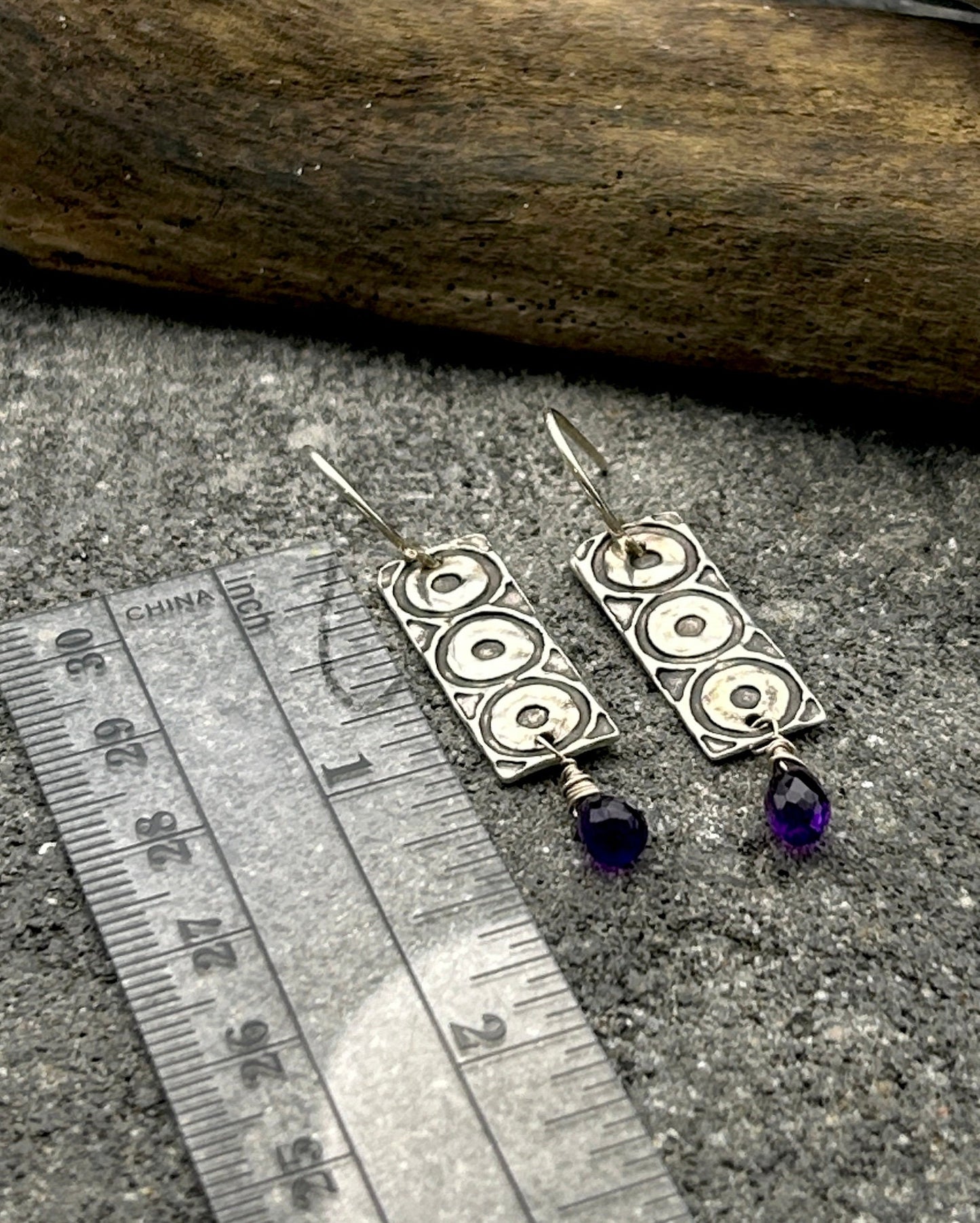 3 Circle Iolite Earrings